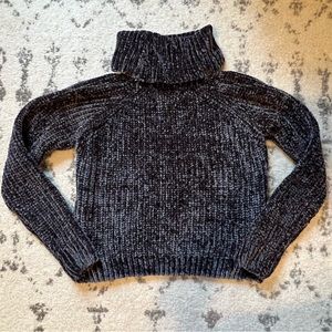 Mags & Pye Dark Gray Chenille Cropped Turtleneck Sweater